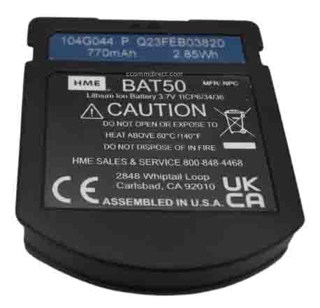 HME BAT50 Battery for HS6100 - HS6200 - HS6300 Drive Thru Headsets